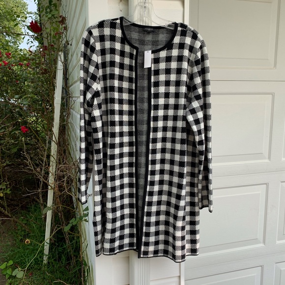 NWT Talbots Pretty Black White Gingham Check Cardi - Picture 6 of 6